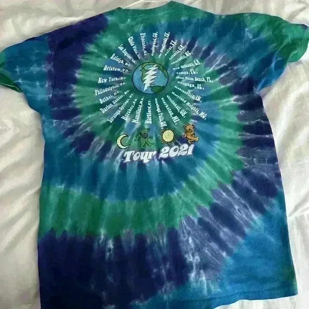 Blue & Green Tie Dye Tee featuring Dead & Company Summer Tour 2021 - Picture 2 of 3